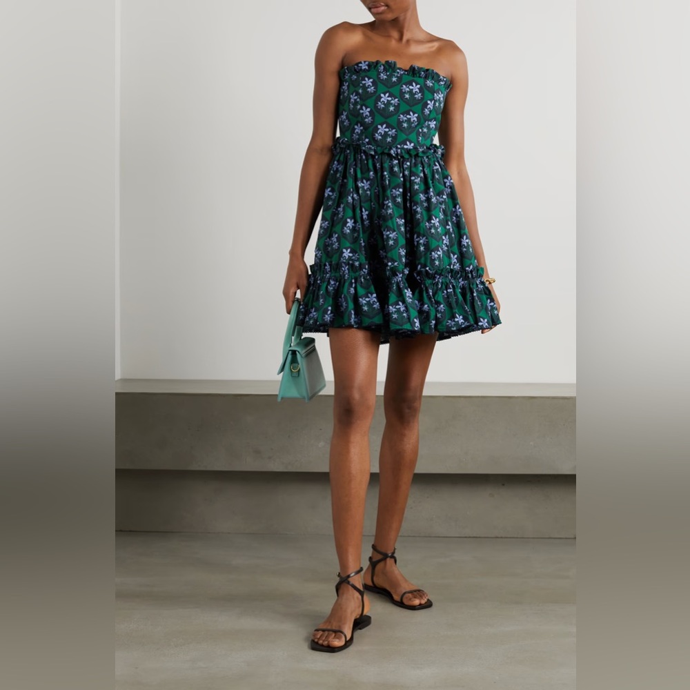 NWT AGUA BY AGUA BENDITA Rosa Strapless Ruffled Floral Print Mini Dress Size XL